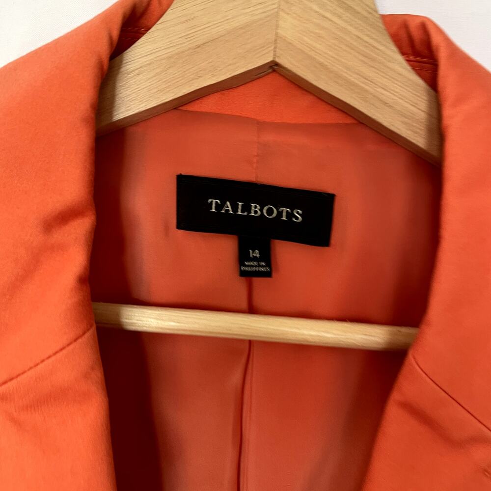 Talbots orange cotton blazer women's size 14 career wear pockets gold detail - Picture 3 of 7